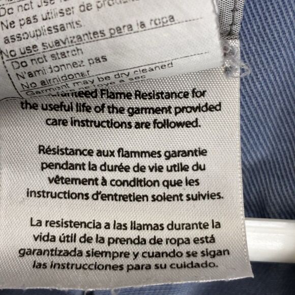 Carhartt FR Flame Resistant Button Up Work Shirt 3XL Blue Long Sleeve - Picture 6 of 10